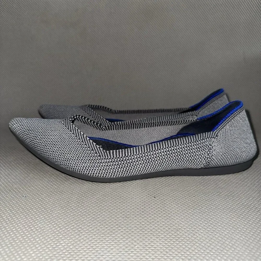 Rothy’s The Point Cloud Gray Birdseye Knit Pointed Toe Flats Womens Size 6